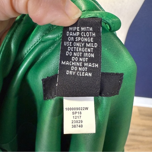 Alfani Green Stitch Detail Stand Collar Faux Leather Jacket Plus Size 3X - Picture 7 of 7